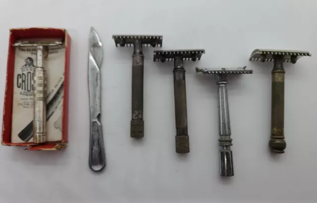 Vintage Razor Lot; Gilette 'Use Ivory Soap' Safety Razor, GEM Micromatic, Cross