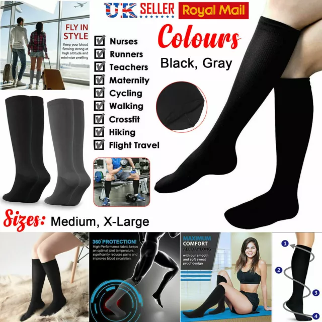 Unisex Miracle Socks Travel Flight Compression Fatigue Anti Swelling DVT Support