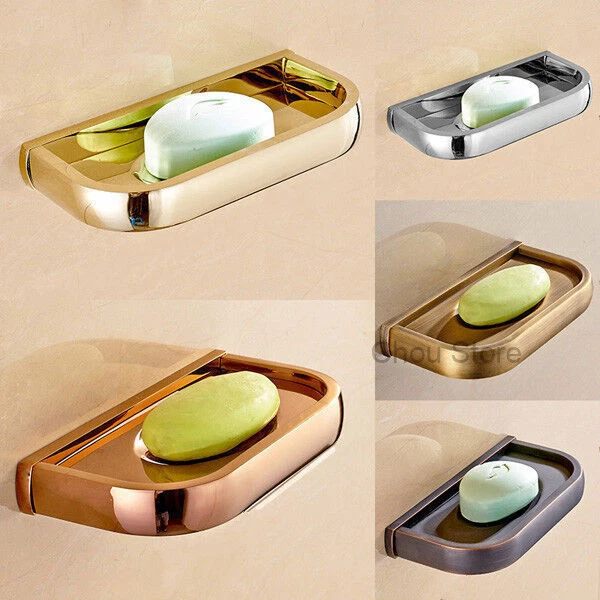 Simple Retro Solid Bathroom Shower Soap Shelf Wall Mount Soap Dish Case Holder