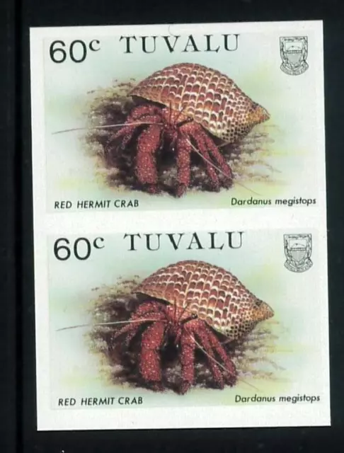 P2728 A - Tuvalu Yvert 358 Imperf Pair Red Crab Mnh