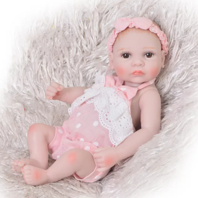 26cm Mini Reborn Doll Full Silicone Vinyl Body Painted Hair Cute Toddler Doll 2
