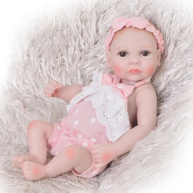 Mini 11 Inch Reborn Doll Full Silicone Vinyl Body Painted Hair Waterproof Toy 2