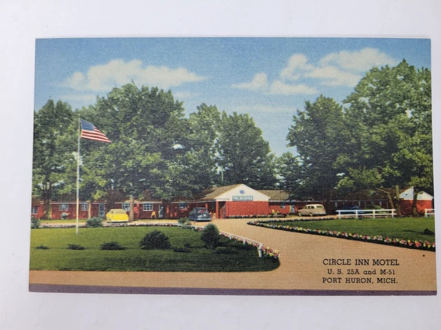 Circle Inn Motel.  Port Huron Michigan.  Vintage Linen Postcard