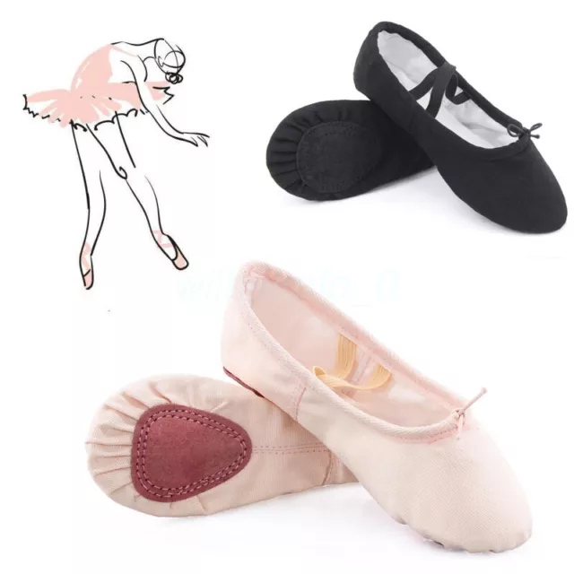 2024 Au Stock Child To Adult Ballet Jazz Dance Canvas Shoes Leather Split Sole