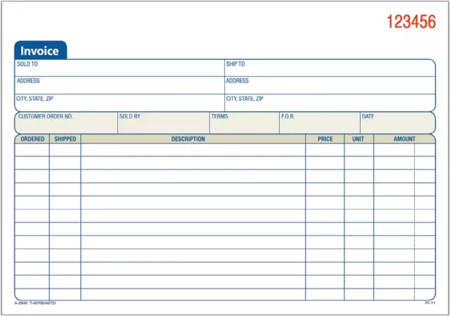 Adams Invoice Book 3-Part Carbonless 5.56 X 8.44 Inch 50 Sets per Book Whi