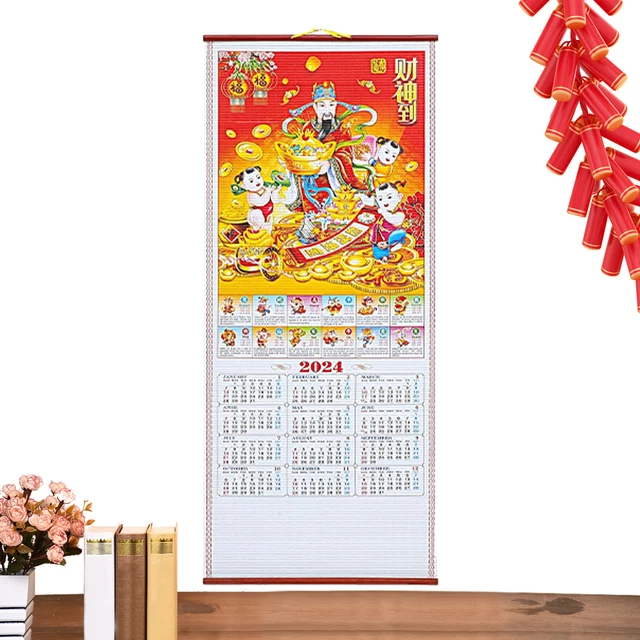 2024 CHINESE WALL Scroll Calendar , 2024 Year of Dragon Wall Calendar