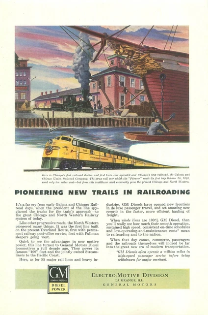 General Motors Electro-Motive Division RR Galena Station 1950s Magazine Ad