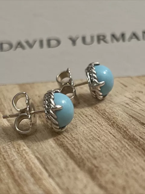 David Yurman 8mm Chatelaine Stud Earrings Turquoise Sterling Silver