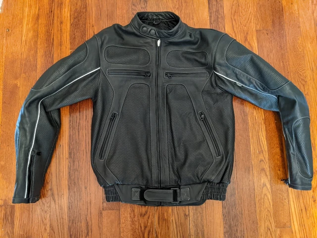 Triumph Leather Motorcycle Jacket CE Armored Black NICE!! - US 38 / Euro 48