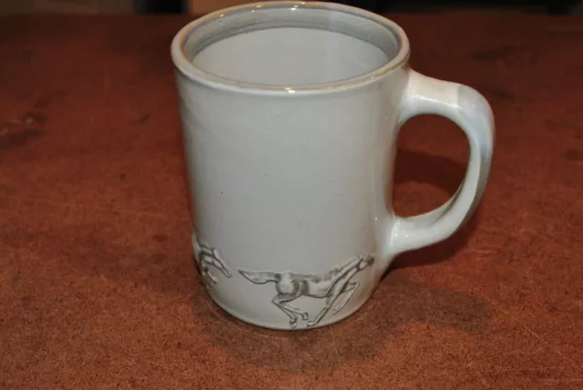 Louisville Stoneware Embossed Raised Horses Coffee Mug