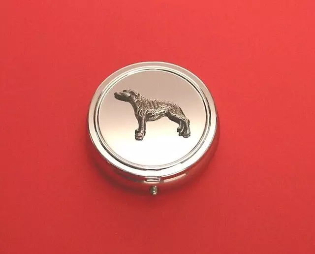 Greyhound design Round Chrome Pill Box Greyhound Gift Dog Mum Dad Christmas Gift