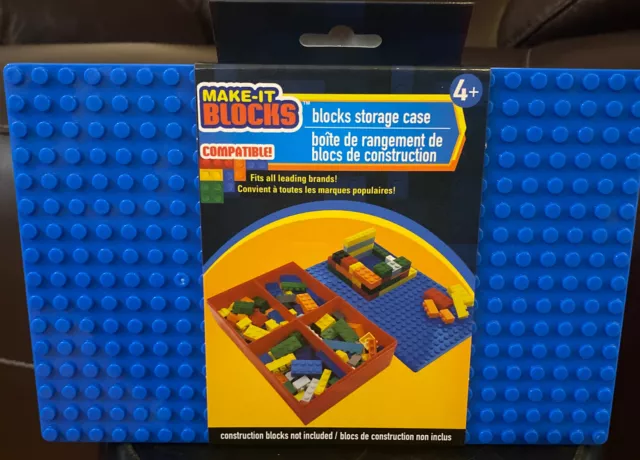 NEW Make It Blocks Blocks Storage Case BLUE Topped-LEGO Compatible.
