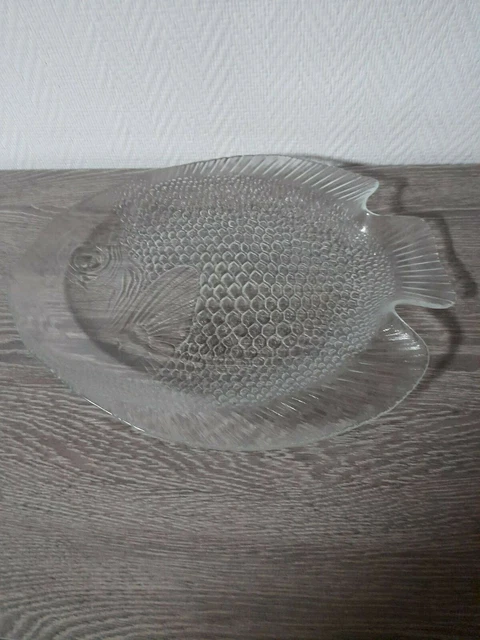 Lot De 6 Assiettes Anciennes Arcoroc - Forme Poisson - Verre Cristal Transparent