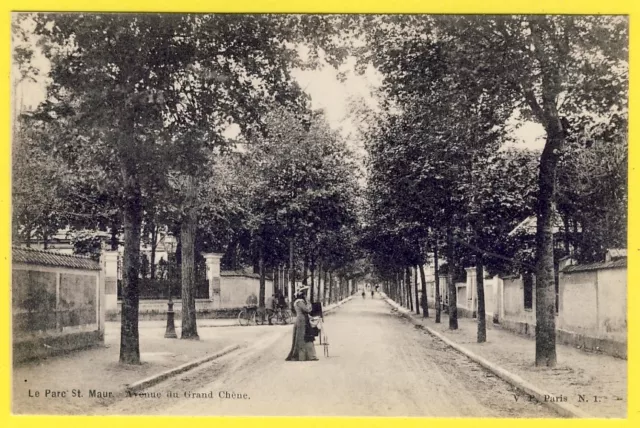 cpa 94 - SAINT MAUR des FOSSÉS Le PARC Avenue du GRAND CHÊNE Dos 1900 Vue rare