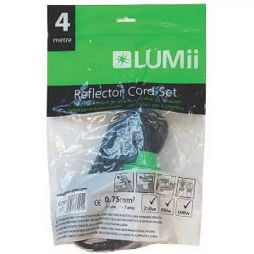 LUMii 4m Meter Reflector Cord Set To IEC - Lighting/Hydroponic Grow Room/Tent