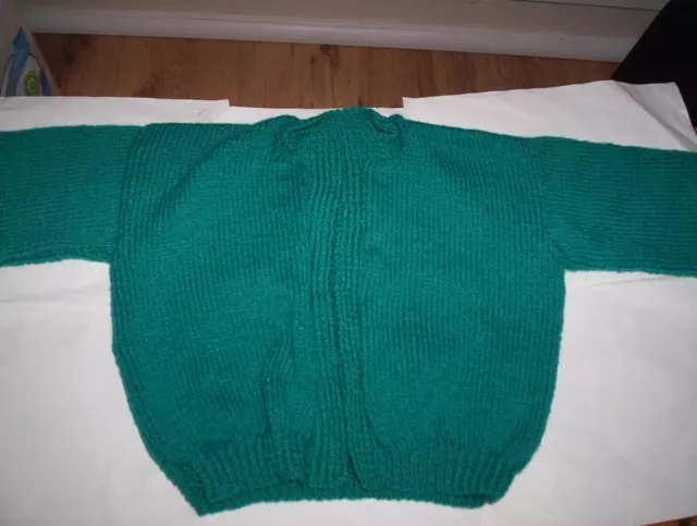 Childs Edge To Edge Cardigan(Turquoise)(Hand Knitted-Double Knit)(Brand New