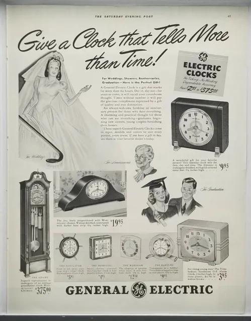 1941 GE General Electric Give Clock That Tells More Than Time WWII Era Print Ad