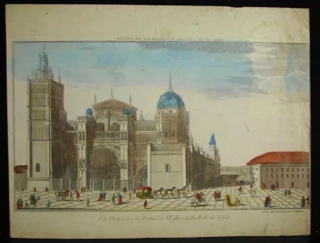 Gravures XVIIIe c1770 Cathédrale Sainte-Marie de Tolède Espagne Espana