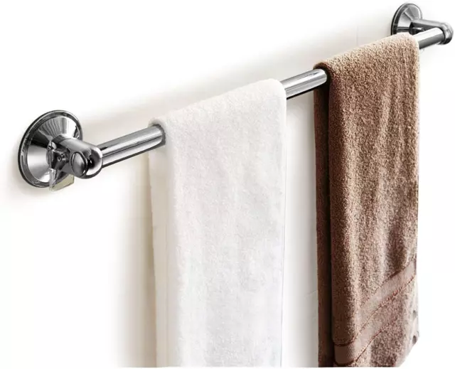 Shower Door Towel Bar Suction Mount Tile Mirror Glass Bathroom Steel Rack Holder