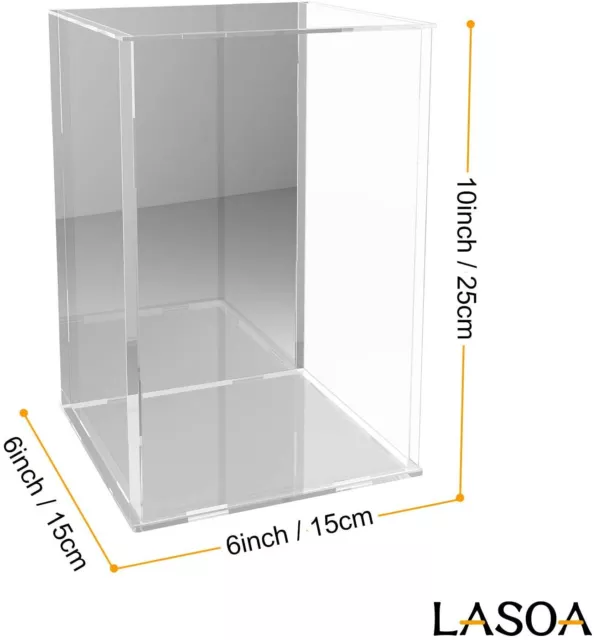 LASOA Self-Assembly Mirrored Acrylic Display Case Clear Showcase Store Box Dustp