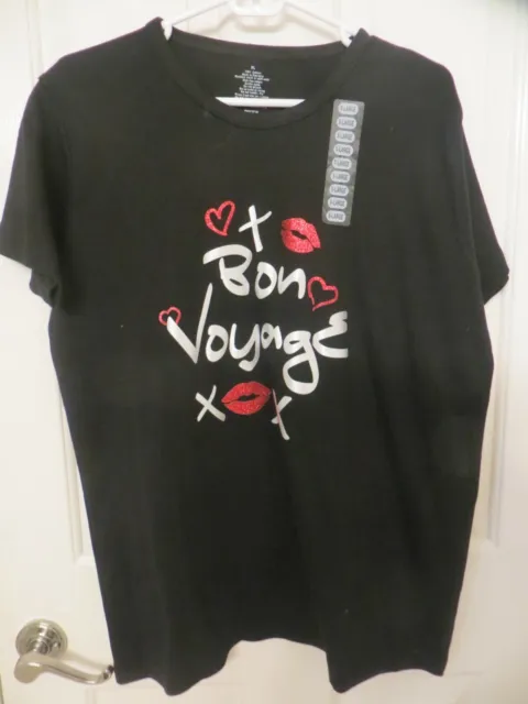 Womans T Shirt XLarge Bon Voyage Red Lips