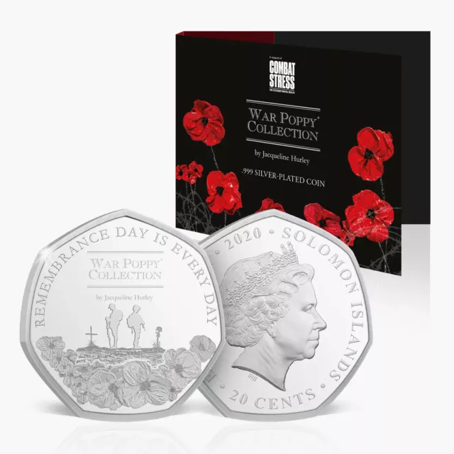 War Poppy Collection Silver Plated 28mm Commemorative Coin.