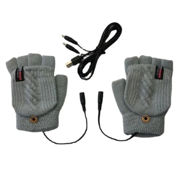 Gants chauffants électriques Demi-doigt complet Chauffé par USB Gants chauds