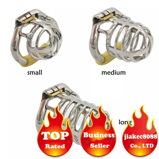 Stainless Steel Male Chastity Device Metal Cage Hinged Ring Men Locking Belt
