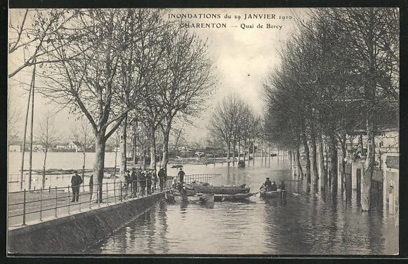 CPA Charenton, Inondations du 29 Janvier 1910 - Quai de Bercy, inondation