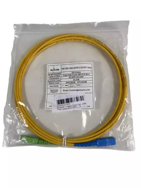Elfcam - Glasfaserkabel Singlemode SC/APC auf SC/UPC gelb 5m/3,0 mm