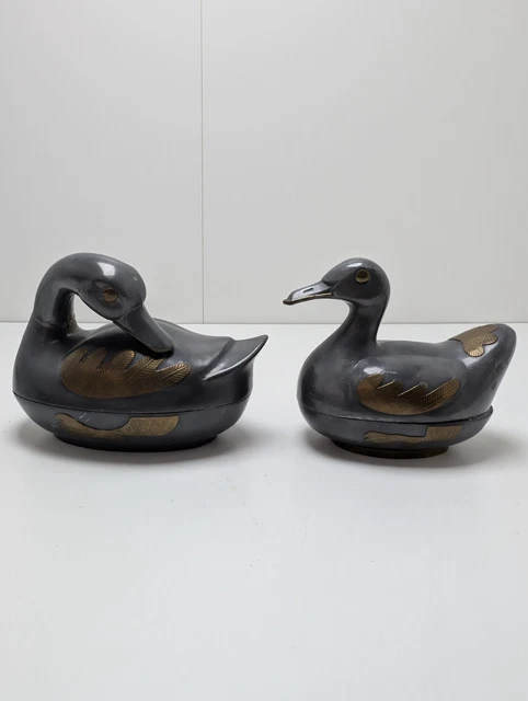 Boîte Vide-poche Vintage En Forme De Canard - étain Et Laiton