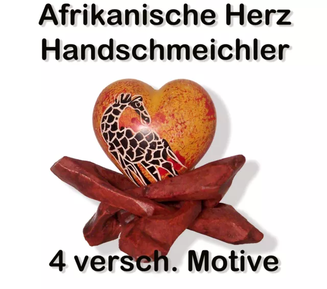 Herz Handschmeichler aus Afrika,  Speckstein - Handarbeit mit Holzständer