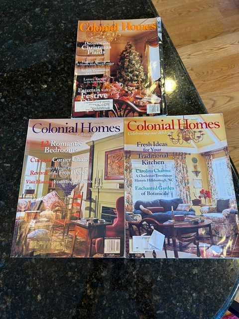 Colonial Homes Magazines, Lot of 3, February 95, April  95 & Dec 1994 Xmas Issue
