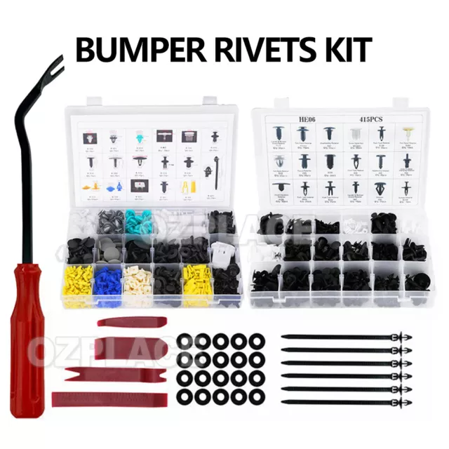 1215x Car Trim Clips Plastic Rivet Push Pins Panel Fastener Bumper Retainer Kit 2