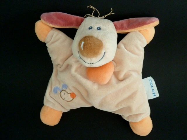 *. Doudou Peluche Coussin Nattou Chien Bo Beige Orange Rose Grelot Et. Neuf*