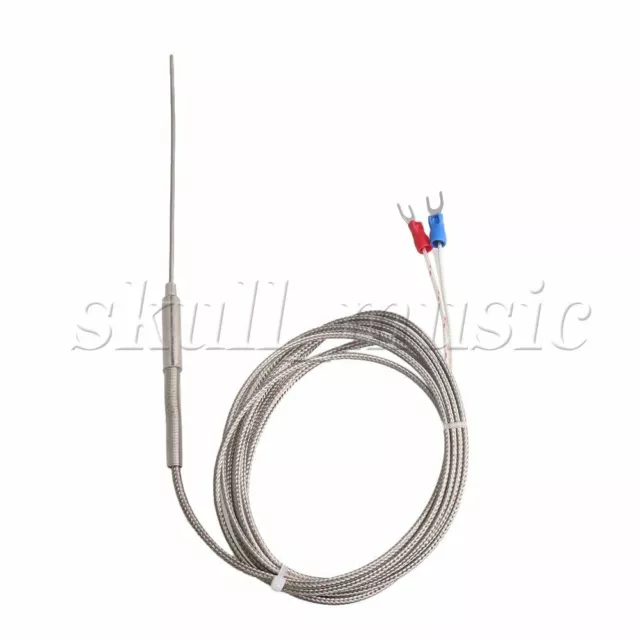 K Type Thermocouple Temperature Controller Stainless Steel Sensor 1.5mm Probe 2m