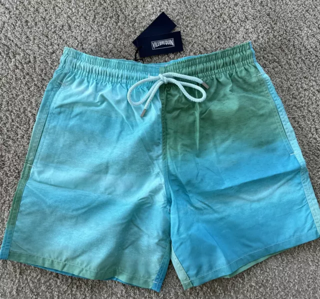 NWT 100% Authentic Vilebrequin MOOREA Swim Trunks - BLUE GREEN - L - MEN - LARGE