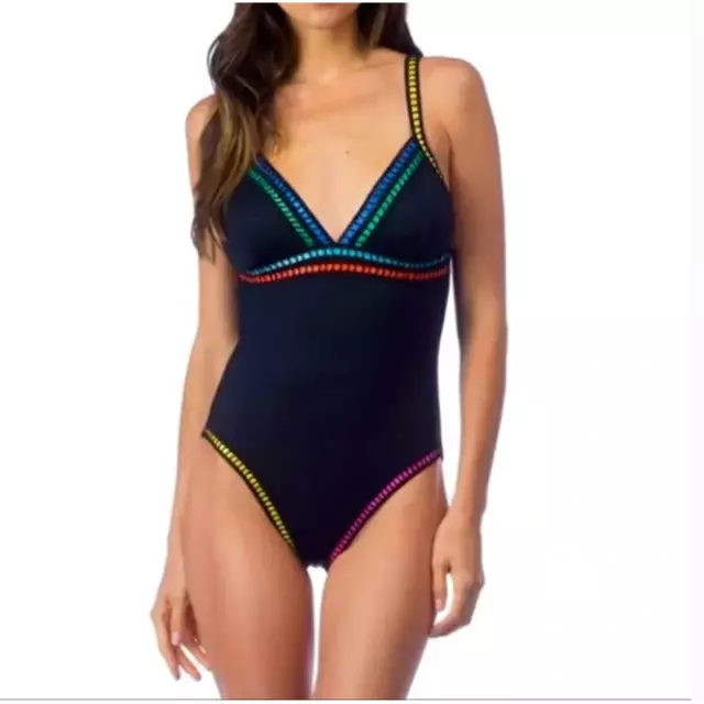 Women's La Blanca Threading Along Mio One-Piece Swimsuit Black Size 6 2