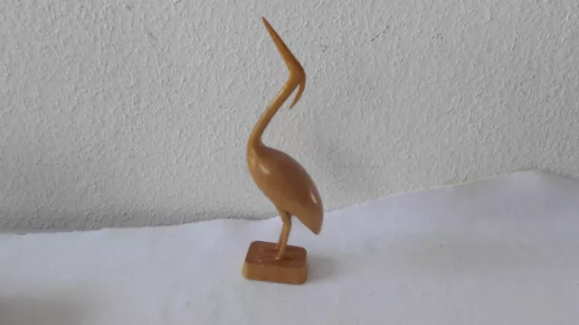 Holzfigur Kranich Vogel Holzvogel Tiere Vögel Schnitzerei Holz H 25,8 cm