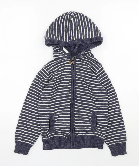 Felpa con cappuccio blu a righe cotone H&M ragazzo taglia 6-7 anni cerniera