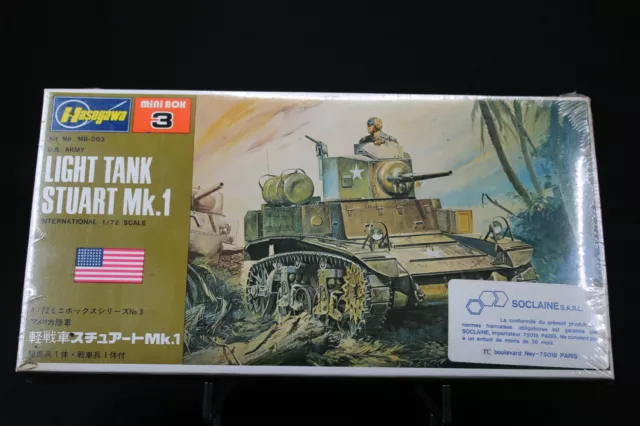 XO069 HASEGAWA 1/72 maquette tank char MB 003 250 US Army Light tank stuart Mk.1