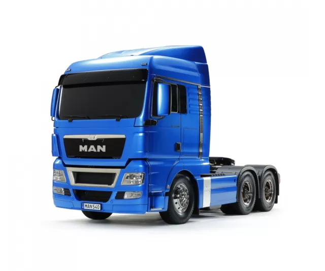 Tamiya 300056370 - 1:14 RC MAN TGX 26.540 Met. Blu chiaro la.   Merce nuova