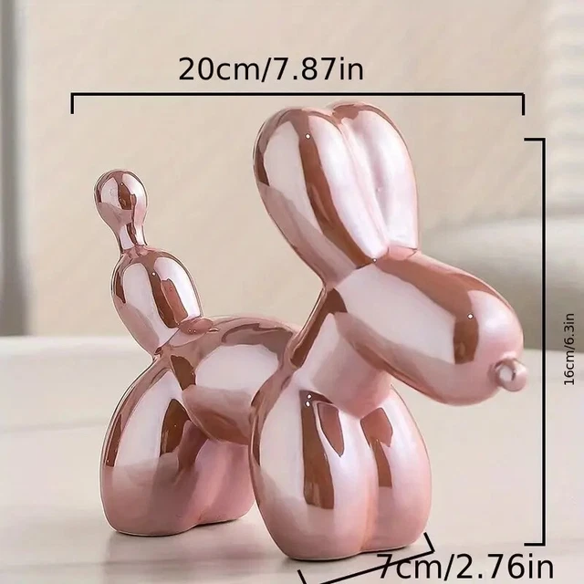 Ballon Hund Wohnkultur Skulptur Statue Figur Ornament rosa - groß