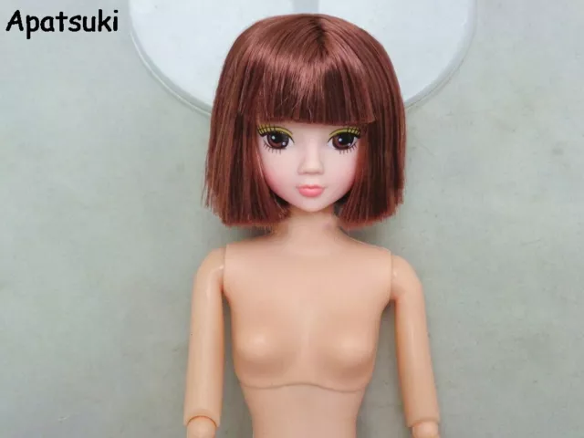 DIY Dolls Accessories Toy Doll Head with Brown Short Hair For 11.5" Doll 1/6BJD