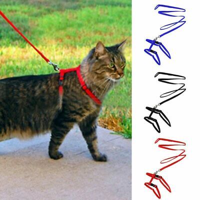 For Pet Kitten Nylon Adjustable Walking Lead Dog Cat Leash Harness Collar