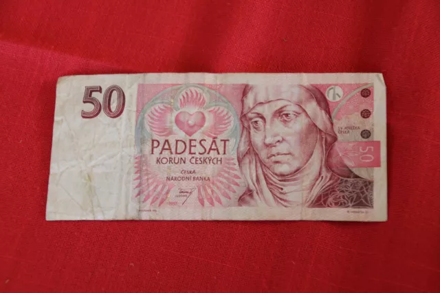 Czech Republic 50 KORUN Bank Note 1993 Padesat Korun Ceskych