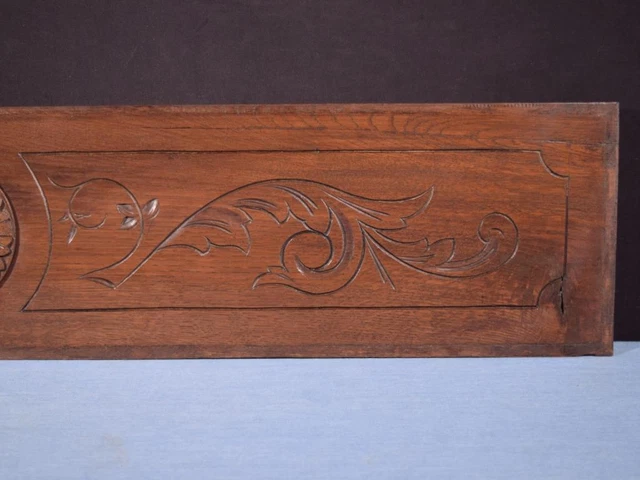 *40" French Antique Hand Carved Architectural Panel Solid Oak Wood Trim 4