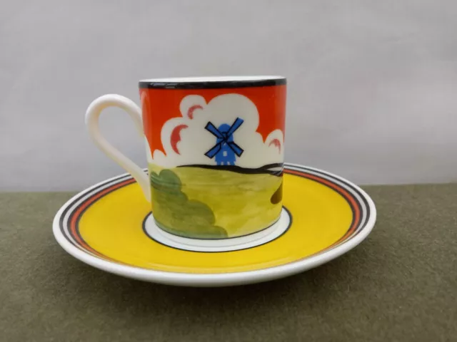 Clarice Cliff Cafe Chic Wedgwood Espesso Cup and Saucer Windmill