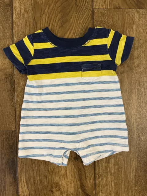 Carters Romper 3 Months Baby Boy Outfit Summer Stripe Yellow Blue One Piece