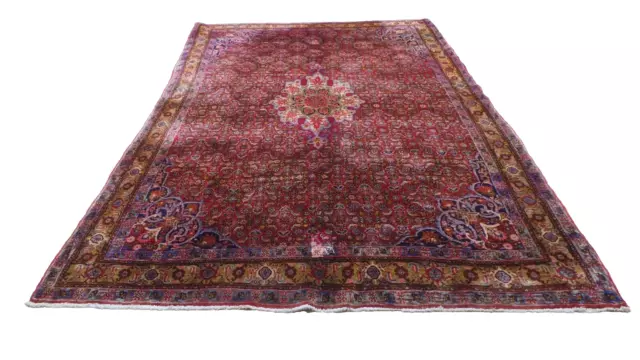 Large  PERSAIN CARPET RUG HAND MADE Oriental living Room Vintage 11ft 2" x 7ft 6